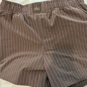 ALO Yoga Taupe Pinstripe Shorts